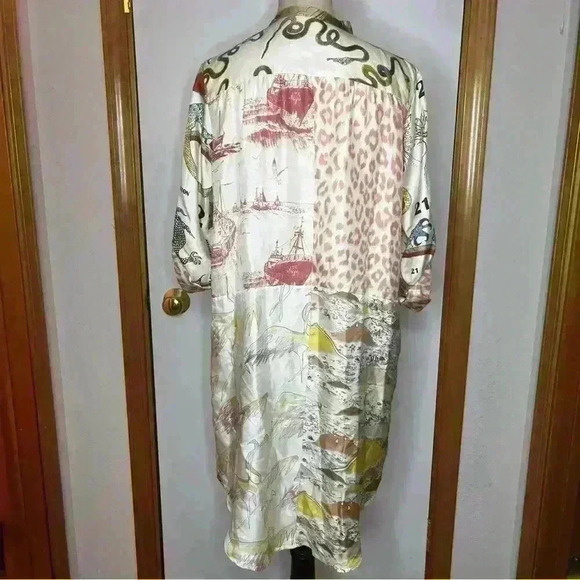 La Prestic Ouiston Open It Mao Collar Blouse Dress All Over Print Size 0 (US 4) - Picture 6 of 12